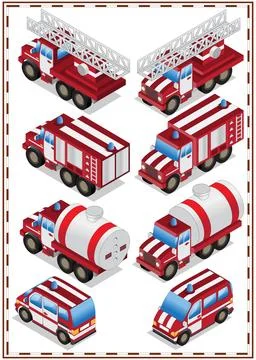 A set of fire trucks. Stock Illustration