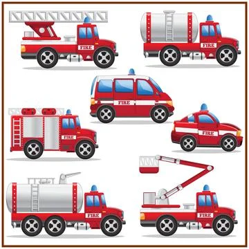 A set of fire trucks. Stock Illustration