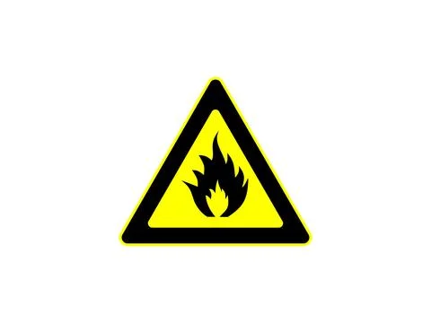 Set of fire warning signs and vector hazard icons featuring flames, alerts, e Illustrazione stock