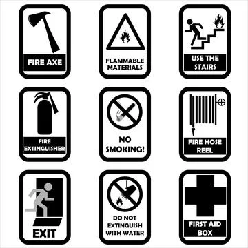 Set of fire warning signs Stock Illustration
