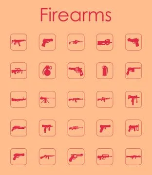 Set of firearms simple icons Stock Illustration