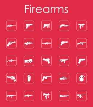 Set of firearms simple icons Stock Illustration