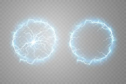 Set of fireballs on a transparent light blue background. Vector illustration Stock Illustration