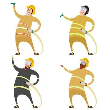 Set of firemans Stock Illustration