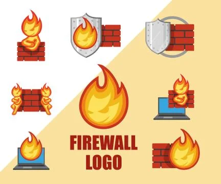 Set of Firewall logo. Protection logo.C Stock Illustration