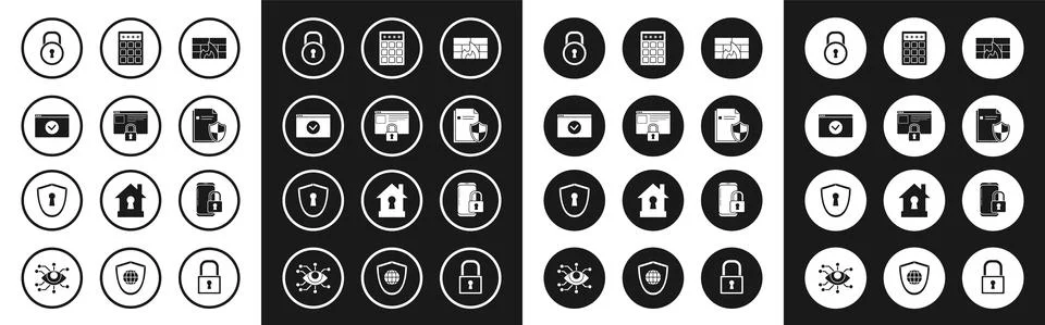 Set Firewall, security wall, Secure your site with HTTPS, SSL, Lock, Document Illustration