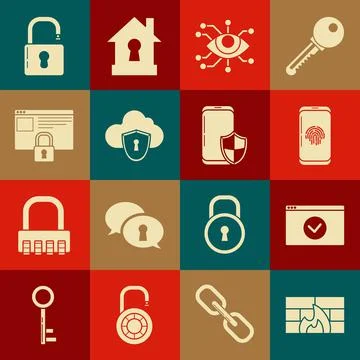 Set Firewall, security wall, Secure your site with HTTPS, SSL, Smartphone Иллюстрация