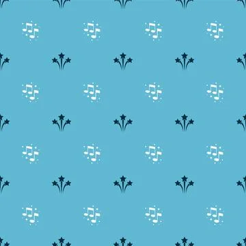 Set Firework and Music note, tone on seamless pattern. Vector Illustrazione stock