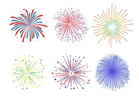 Set Firework design on white background Illustrazione stock