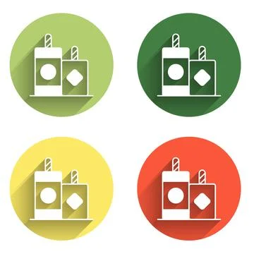 Set Firework icon isolated with long shadow background. Concept of fun part.. Stock Illustration