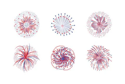 Set of firework rays or firecracker lights flat vector illustration isolated. Illustrazione stock