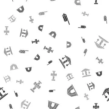 Set Firework rocket, Circus tent, Attraction carousel and on seamless pattern Illustrazione stock