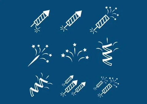 Set of fireworks. Brightly celebration firework balls Stock Illustration