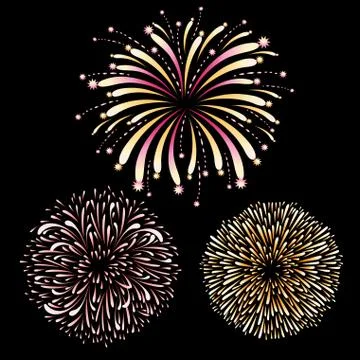 Set of fireworks Stock Illustration