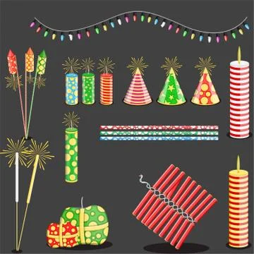 A set of fireworks Stock Illustration