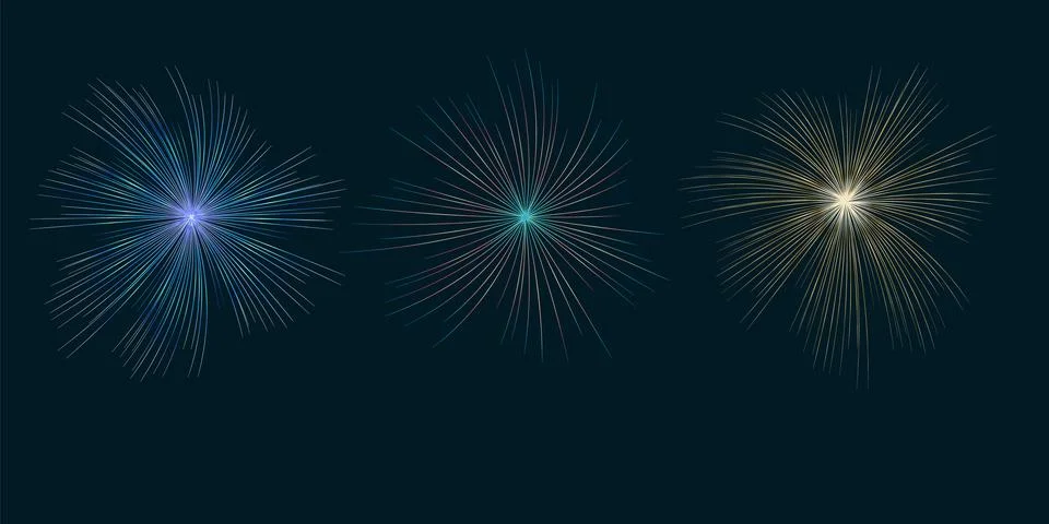 Set of Fireworks Stock Illustration