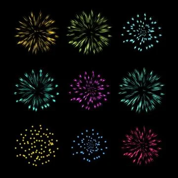 Set of Fireworks, vector object Stock Illustration