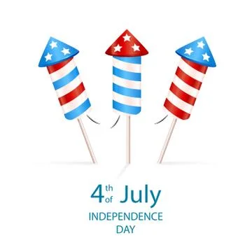 Set of Fireworks on White Background Stockillustratie