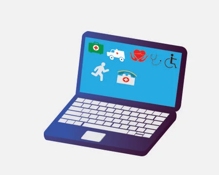 Set of first aid box  icon of medical kit with notebook to help people Stock Illustration
