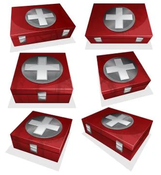 Set of First aid kit box Stock Illustration
