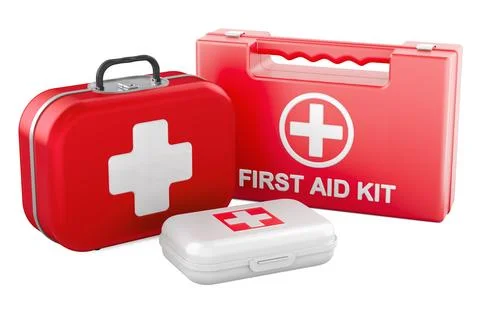 Set of First Aid Kits, 3D rendering Stock Illustration