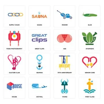 Set of first class, viking, house, 75th anniversary, culture club, ass, food  Illustrazione stock gratuita