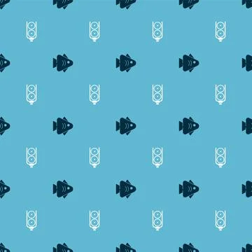 Set Fish and Gauge scale on seamless pattern. Vector Stock Illustration