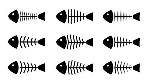 Set of fish bone icons, vector Stock Illustration