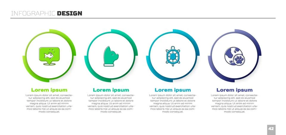 Set Fish, Cat, Turtle and World pet. Business infographic template. Vector 스톡 일러스트