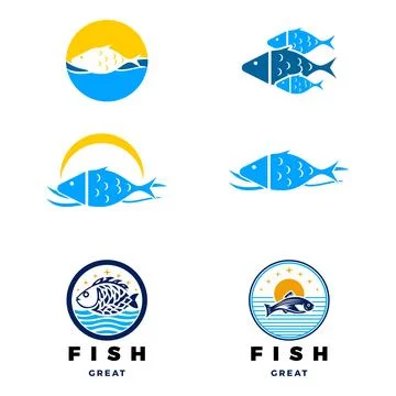 Set of Fish Icon Logo Design Template Stock-Illustration