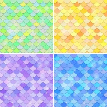 Set of fish scale seamless pattern background Illustrazione stock