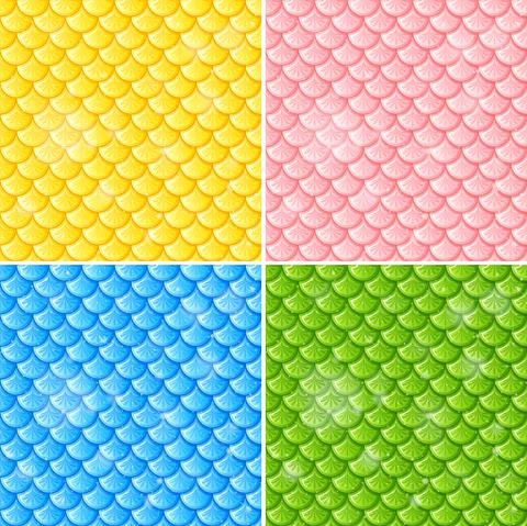 Set of fish scale seamless pattern background Stock Illustration