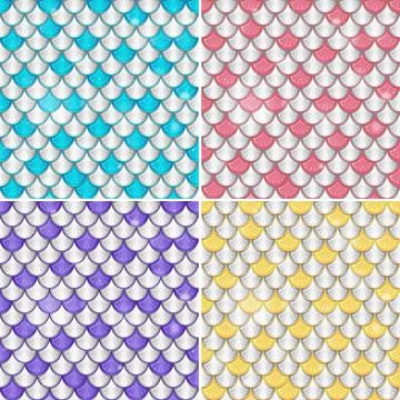 Set of fish scale seamless pattern background Illustrazione stock