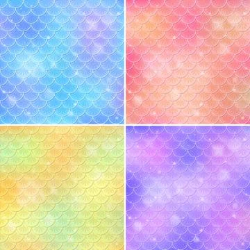 Set of fish scale seamless pattern background 스톡 일러스트
