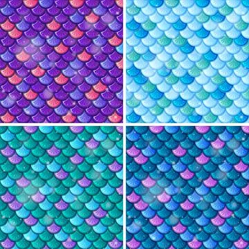 Set of fish scale seamless pattern background 스톡 일러스트