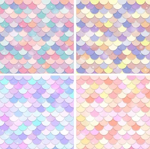 Set of fish scale seamless pattern background Illustrazione stock