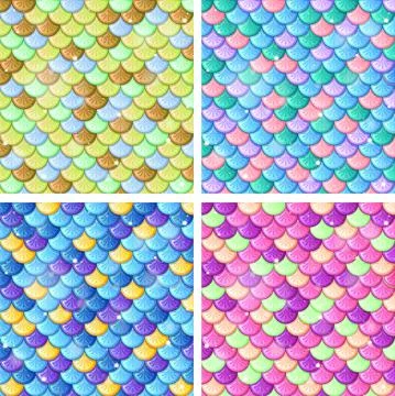 Set of fish scale seamless pattern background Illustrazione stock