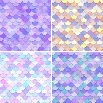 Set of fish scale seamless pattern background Stockillustratie