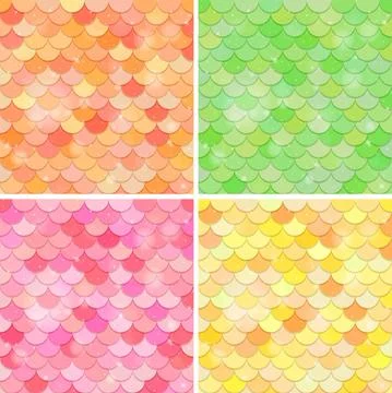 Set of fish scale seamless pattern background Stock Illustration