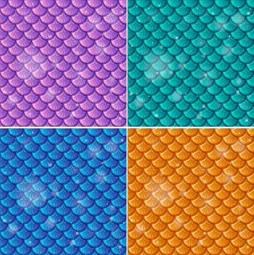 Set of fish scale seamless pattern background イラスト素材