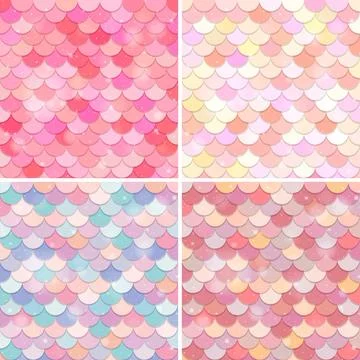 Set of fish scale seamless pattern background Stock Illustration
