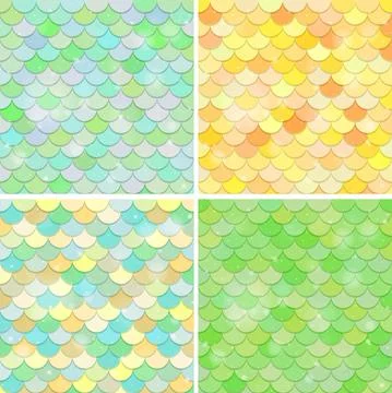 Set of fish scale seamless pattern background Stock Illustration