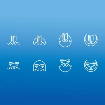 Set Of Fish Tails Icons Illustrazione stock