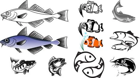 Set of fish. Vector illustration ready for vinyl cutting 스톡 일러스트
