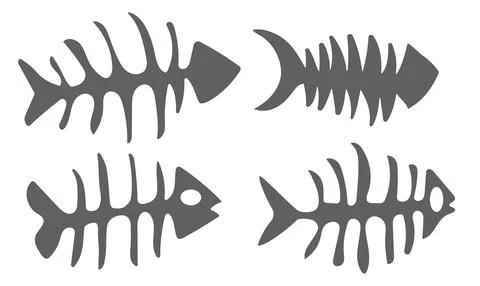 Set fishbone icon. Fish bone or fishbone skeleton flat vector icon for wildlife Stock Illustration