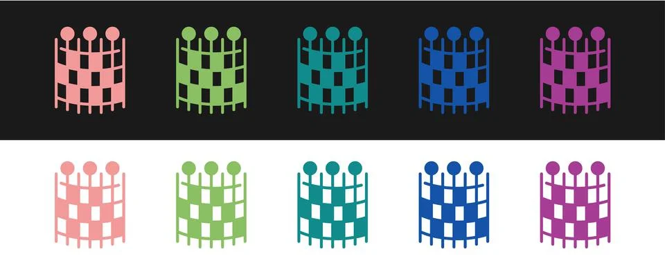 Set Fishing net pattern icon isolated on black and white background. Fishing Stock Illustration