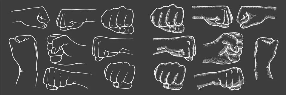 Set of fists Illustrazione stock