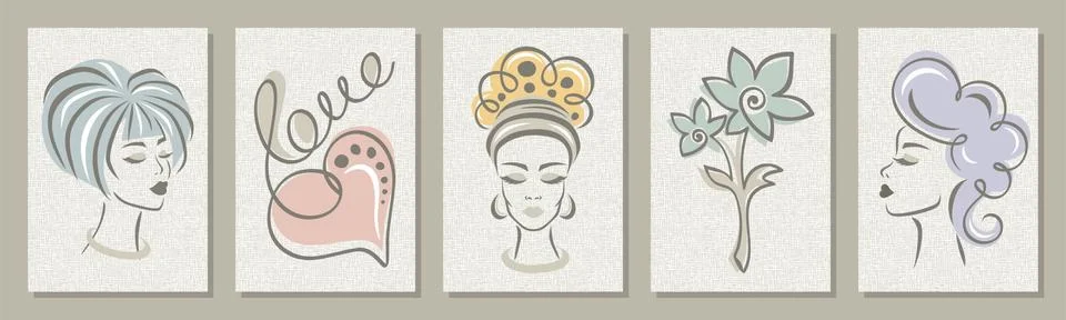 Set of five abstract posters.  Stock Illustration