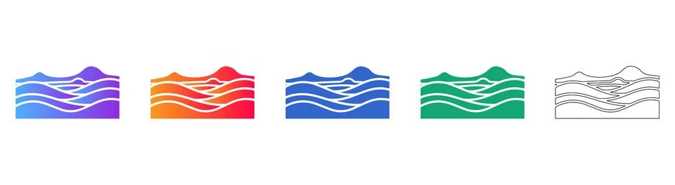 Set of Five Abstract Wave Icons Illustrazione stock