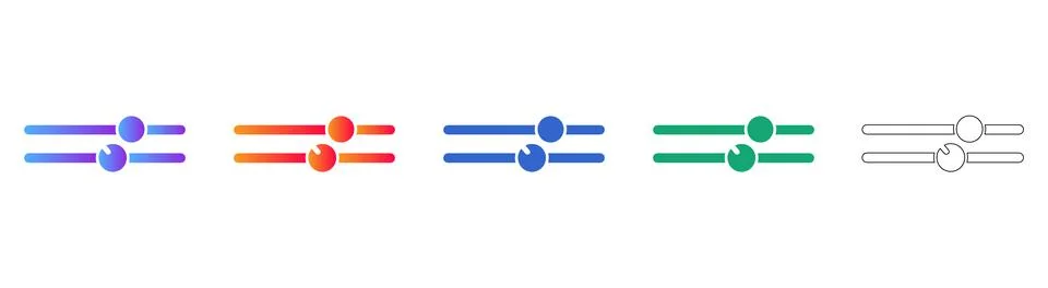 Set of Five Adjustable Slider Control Icons Stock Illustration